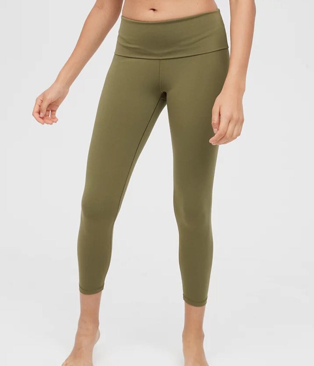 Aerie Offline Real Me High Waisted Foldover Legging Granola Groove Green Large